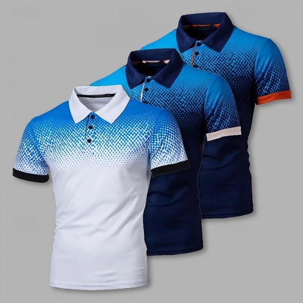 Multi Packs 3pcs Men's Lapel Short Sleeves Navy Blue+White+Blue Polo Button Up Polos Golf Shirt Gradual Daily Wear Vacation Polyester Spring & Summer Multi Packs 3pcs Men's Lapel Short Sleeves Navy Blue+White+Blue Polo Button Up Polos Golf Shirt Gradual Daily Wear Vacation Polyester Spring & Summer