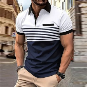 Men&#039;s Casual 3D Print Golf Polo Daily Wear Short Sleeve Turndown Polo Shirts White Wine Spring &amp; Summer S M L Micro-elastic Lapel Polo