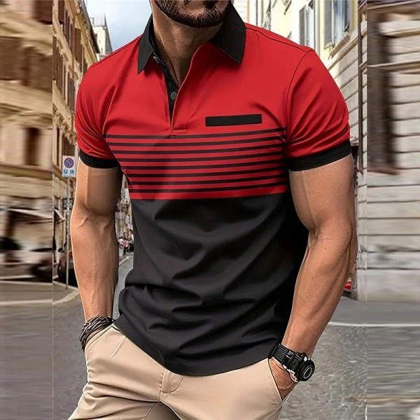 Men&#039;s Casual 3D Print Golf Polo Daily Wear Short Sleeve Turndown Polo Shirts White Wine Spring &amp; Summer S M L Micro-elastic Lapel Polo