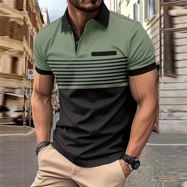 Men&#039;s Casual 3D Print Golf Polo Daily Wear Short Sleeve Turndown Polo Shirts White Wine Spring &amp; Summer S M L Micro-elastic Lapel Polo