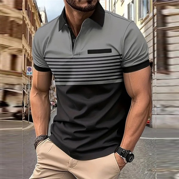 Men&#039;s Casual 3D Print Golf Polo Daily Wear Short Sleeve Turndown Polo Shirts White Wine Spring &amp; Summer S M L Micro-elastic Lapel Polo