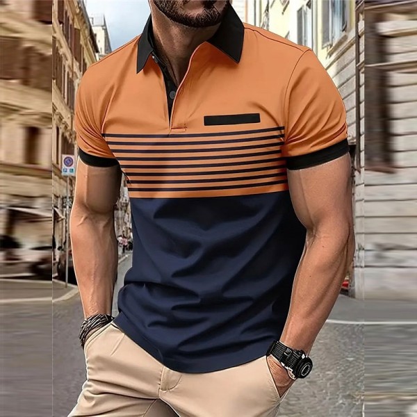 Men&#039;s Casual 3D Print Golf Polo Daily Wear Short Sleeve Turndown Polo Shirts White Wine Spring &amp; Summer S M L Micro-elastic Lapel Polo