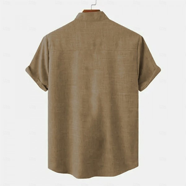 Men's 20% Linen Shirt Short Sleeve Turndown Green, khaki, Beige Shirt Daily Men's 20% Linen Shirt Short Sleeve Turndown Green, khaki, Beige Shirt Daily