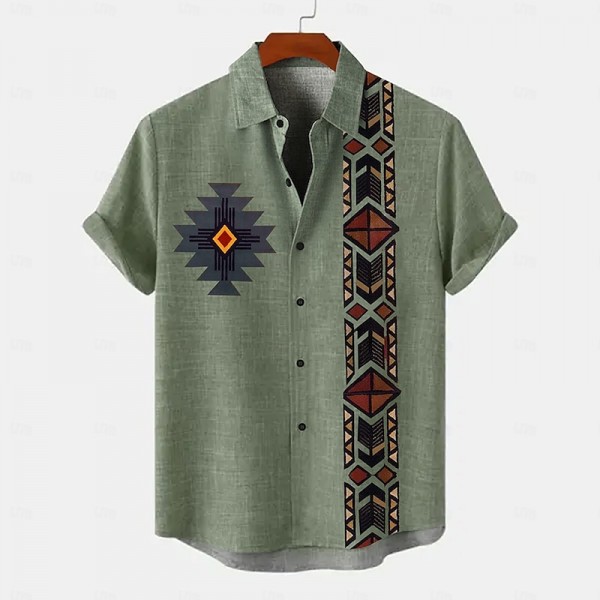 Men's 20% Linen Shirt Short Sleeve Turndown Green, khaki, Beige Shirt Daily Men's 20% Linen Shirt Short Sleeve Turndown Green, khaki, Beige Shirt Daily