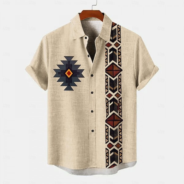 Men's 20% Linen Shirt Short Sleeve Turndown Green, khaki, Beige Shirt Daily Men's 20% Linen Shirt Short Sleeve Turndown Green, khaki, Beige Shirt Daily