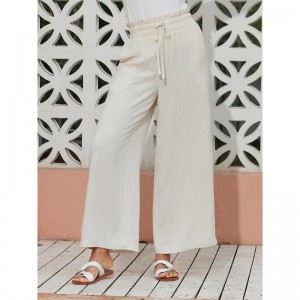 Breathable Rayon Linen Straight Maxi Pants