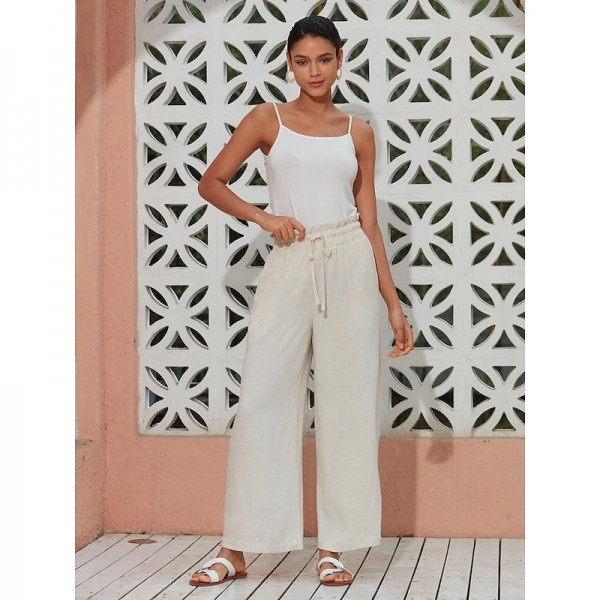 Breathable Rayon Linen Straight Maxi Pants Breathable Rayon Linen Straight Maxi Pants