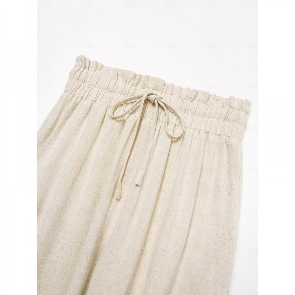 Breathable Rayon Linen Straight Maxi Pants Breathable Rayon Linen Straight Maxi Pants