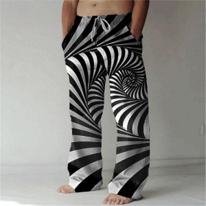 Men&#039;s Pants Trousers Graphic Outdoor Holiday Hawaiian Black Inelastic