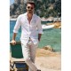 Men's Shirt Cotton Linen Shirt White Cotton Shirt Casual Shirt Cotton Shirt Black White Pink Long Sleeve Cross Lapel Spring & Fall Hawaiian Holiday Clothing Apparel Button-Down Men's Shirt Cotton Linen Shirt White Cotton Shirt Casual Shirt Cotton Shirt Black White Pink Long Sleeve Cross Lapel Spring & Fall Hawaiian Holiday Clothing Apparel Button-Down