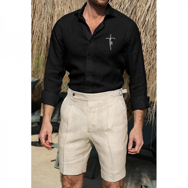 Men's Shirt Cotton Linen Shirt White Cotton Shirt Casual Shirt Cotton Shirt Black White Pink Long Sleeve Cross Lapel Spring & Fall Hawaiian Holiday Clothing Apparel Button-Down Men's Shirt Cotton Linen Shirt White Cotton Shirt Casual Shirt Cotton Shirt Black White Pink Long Sleeve Cross Lapel Spring & Fall Hawaiian Holiday Clothing Apparel Button-Down