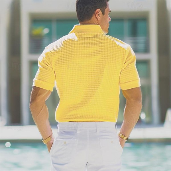 Men's Polo Shirt Waffle Polo Shirt Casual Holiday Lapel Ribbed Polo Collar Short Sleeve Fashion Basic Plain Button Soft Summer Spring Regular Fit White Yellow Burgundy Green Khaki Gray Polo Shirt Men's Polo Shirt Waffle Polo Shirt Casual Holiday Lapel Ribbed Polo Collar Short Sleeve Fashion Basic Plain Button Soft Summer Spring Regular Fit White Yellow Burgundy Green Khaki Gray Polo Shirt