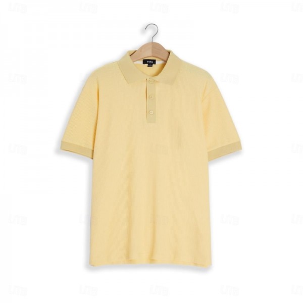 Men's Polo Shirt Waffle Polo Shirt Casual Holiday Lapel Ribbed Polo Collar Short Sleeve Fashion Basic Plain Button Soft Summer Spring Regular Fit White Yellow Burgundy Green Khaki Gray Polo Shirt Men's Polo Shirt Waffle Polo Shirt Casual Holiday Lapel Ribbed Polo Collar Short Sleeve Fashion Basic Plain Button Soft Summer Spring Regular Fit White Yellow Burgundy Green Khaki Gray Polo Shirt
