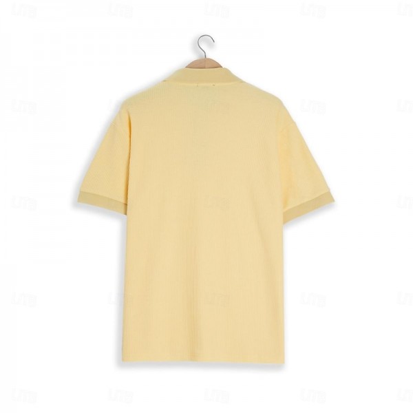 Men's Polo Shirt Waffle Polo Shirt Casual Holiday Lapel Ribbed Polo Collar Short Sleeve Fashion Basic Plain Button Soft Summer Spring Regular Fit White Yellow Burgundy Green Khaki Gray Polo Shirt Men's Polo Shirt Waffle Polo Shirt Casual Holiday Lapel Ribbed Polo Collar Short Sleeve Fashion Basic Plain Button Soft Summer Spring Regular Fit White Yellow Burgundy Green Khaki Gray Polo Shirt