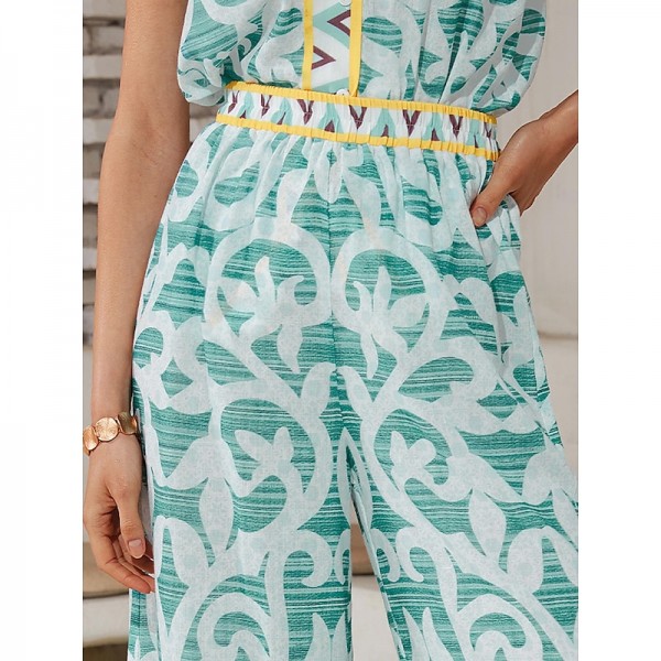 Casual Folk Print Wide Leg Pants Casual Folk Print Wide Leg Pants