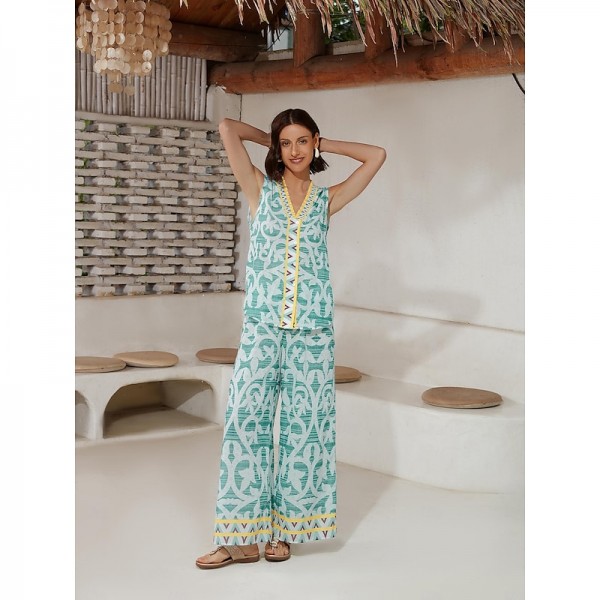 Casual Folk Print Wide Leg Pants Casual Folk Print Wide Leg Pants