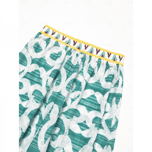 Casual Folk Print Wide Leg Pants Casual Folk Print Wide Leg Pants