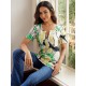Women's Summer Tops Floral Button Print Weekend Basic Short Sleeve Round Neck Green Summer Women's Summer Tops Floral Button Print Weekend Basic Short Sleeve Round Neck Green Summer