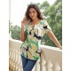 Women's Summer Tops Floral Button Print Weekend Basic Short Sleeve Round Neck Green Summer Women's Summer Tops Floral Button Print Weekend Basic Short Sleeve Round Neck Green Summer