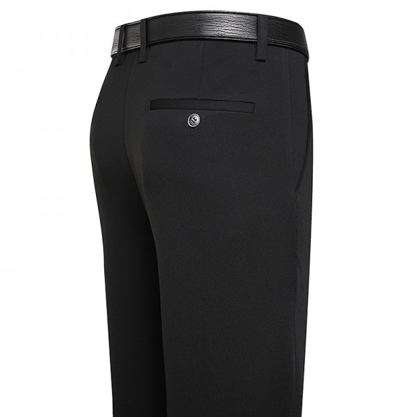 Men&#039;s Dress Pants Trousers Flat Front Pants Suit Pants Straight Leg Geometry Stretch No-Iron Formal Business Classic Style Casual Black Royal Blue High Waist Stretchy
