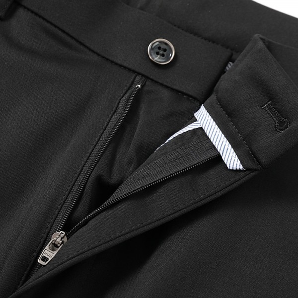 Men&#039;s Dress Pants Trousers Flat Front Pants Suit Pants Straight Leg Geometry Stretch No-Iron Formal Business Classic Style Casual Black Royal Blue High Waist Stretchy