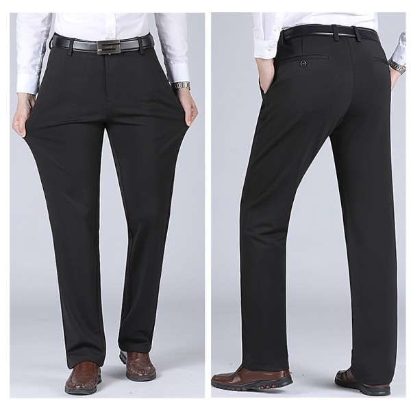 Men&#039;s Dress Pants Trousers Flat Front Pants Suit Pants Straight Leg Geometry Stretch No-Iron Formal Business Classic Style Casual Black Royal Blue High Waist Stretchy