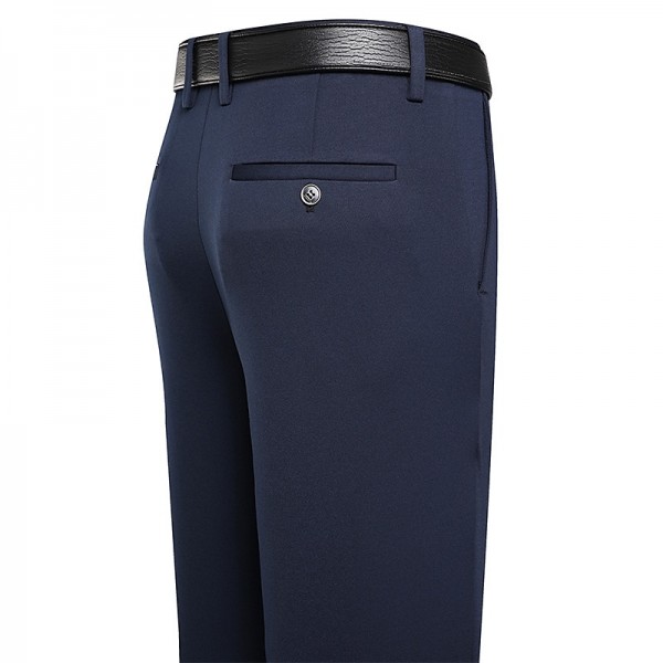 Men&#039;s Dress Pants Trousers Flat Front Pants Suit Pants Straight Leg Geometry Stretch No-Iron Formal Business Classic Style Casual Black Royal Blue High Waist Stretchy