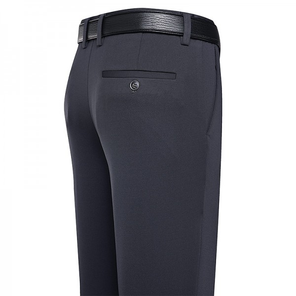 Men&#039;s Dress Pants Trousers Flat Front Pants Suit Pants Straight Leg Geometry Stretch No-Iron Formal Business Classic Style Casual Black Royal Blue High Waist Stretchy