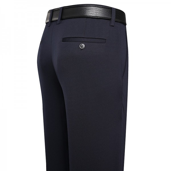 Men&#039;s Dress Pants Trousers Flat Front Pants Suit Pants Straight Leg Geometry Stretch No-Iron Formal Business Classic Style Casual Black Royal Blue High Waist Stretchy