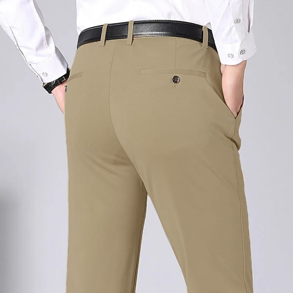 Men&#039;s Dress Pants Trousers Flat Front Pants Suit Pants Straight Leg Geometry Stretch No-Iron Formal Business Classic Style Casual Black Royal Blue High Waist Stretchy