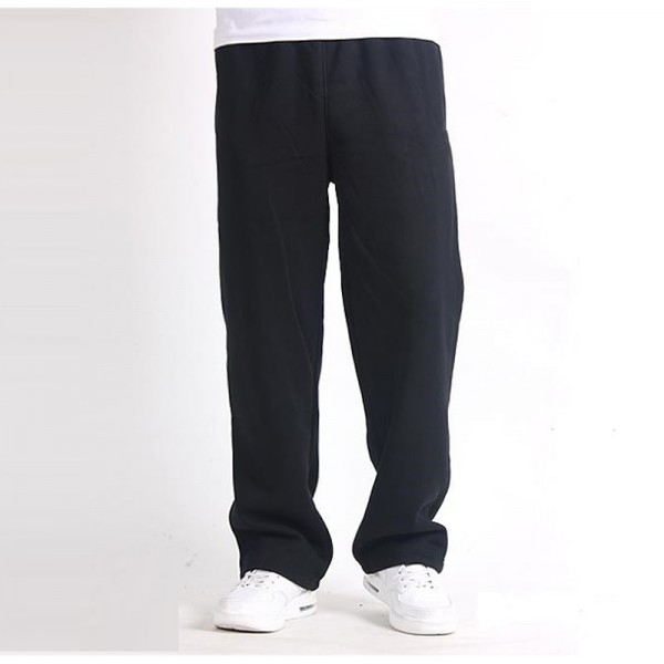 Men&#039;s Fleece Pants Sweatpants Joggers Trousers Elastic Waist Straight Leg Solid Color Plain Breathable Comfortable Full Length Sports Outdoor Daily Wear Casual / Sporty Athleisure Black Wine