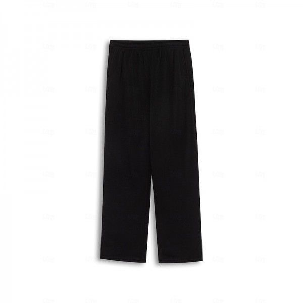 Men&#039;s Fleece Pants Sweatpants Joggers Trousers Elastic Waist Straight Leg Solid Color Plain Breathable Comfortable Full Length Sports Outdoor Daily Wear Casual / Sporty Athleisure Black Wine