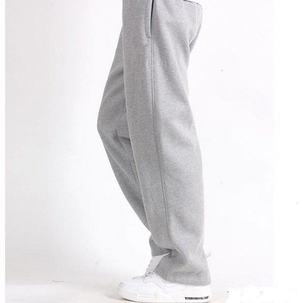 Men&#039;s Fleece Pants Sweatpants Joggers Trousers Elastic Waist Straight Leg Solid Color Plain Breathable Comfortable Full Length Sports Outdoor Daily Wear Casual / Sporty Athleisure Black Wine