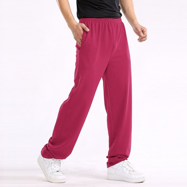 Men&#039;s Fleece Pants Sweatpants Joggers Trousers Elastic Waist Straight Leg Solid Color Plain Breathable Comfortable Full Length Sports Outdoor Daily Wear Casual / Sporty Athleisure Black Wine