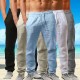 Men&#039;s Linen Pants Trousers Beach Pants Pocket Drawstring Elastic Waistband Plain Comfort Breathable Daily Stylish Hip Hop Light Khaki Black Micro-elastic