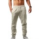 Men&#039;s Linen Pants Trousers Beach Pants Pocket Drawstring Elastic Waistband Plain Comfort Breathable Daily Stylish Hip Hop Light Khaki Black Micro-elastic
