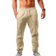 Men&#039;s Linen Pants Trousers Beach Pants Pocket Drawstring Elastic Waistband Plain Comfort Breathable Daily Stylish Hip Hop Light Khaki Black Micro-elastic