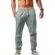 Men&#039;s Linen Pants Trousers Beach Pants Pocket Drawstring Elastic Waistband Plain Comfort Breathable Daily Stylish Hip Hop Light Khaki Black Micro-elastic