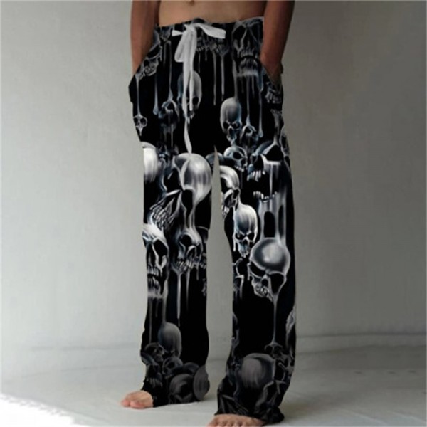 Men's Trousers Summer Pants Beach Pants Drawstring Elastic Waist Front Pocket Graphic Skull Comfort Soft Casual Daily Fashion Designer 1 2 Men's Trousers Summer Pants Beach Pants Drawstring Elastic Waist Front Pocket Graphic Skull Comfort Soft Casual Daily Fashion Designer 1 2