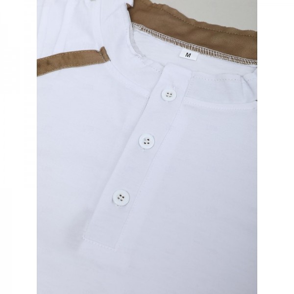 Men&#039;s Henley Shirt Raglan T Shirt Plain Slim Pleated Henley Outdoor Daily Short Sleeve Patchwork Pleats Clothing Apparel Fashion Designer Casual
