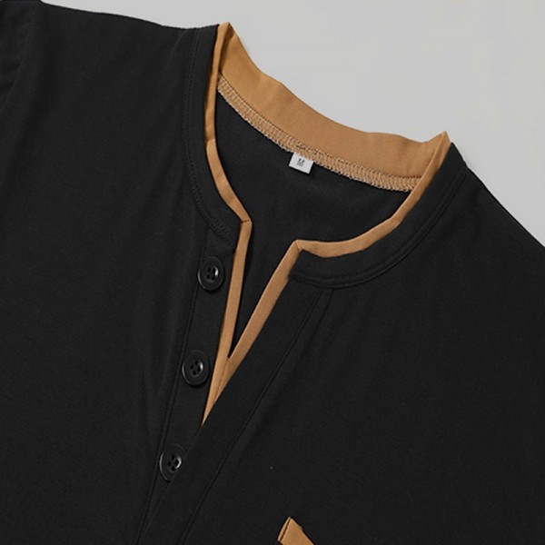 Men&#039;s Henley Shirt Tee Top Plain V Neck Street Vacation Short Sleeves Front Pocket Clothing Apparel Fashion Designer Basic