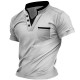 Men&#039;s Henley Shirt Tee Top Plain V Neck Street Vacation Short Sleeves Front Pocket Clothing Apparel Fashion Designer Basic