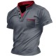 Men&#039;s Henley Shirt Tee Top Plain V Neck Street Vacation Short Sleeves Front Pocket Clothing Apparel Fashion Designer Basic