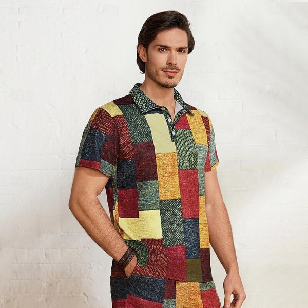 Men's Polo Shirt Waffle Polo Shirt Lapel Polo Button Up Polos Golf Shirt Plaid Graphic Prints Geometry Turndown Light Yellow Crystal / Orange Yellow Black / Brown Army Green Outdoor Street Short Men's Polo Shirt Waffle Polo Shirt Lapel Polo Button Up Polos Golf Shirt Plaid Graphic Prints Geometry Turndown Light Yellow Crystal / Orange Yellow Black / Brown Army Green Outdoor Street Short