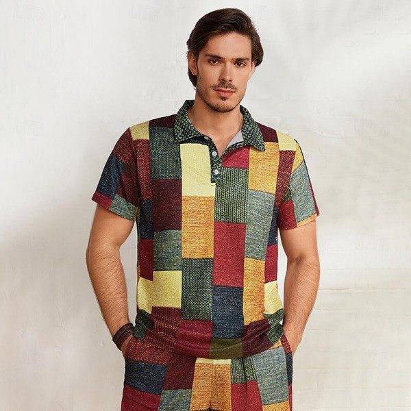 Men's Polo Shirt Waffle Polo Shirt Lapel Polo Button Up Polos Golf Shirt Plaid Graphic Prints Geometry Turndown Light Yellow Crystal / Orange Yellow Black / Brown Army Green Outdoor Street Short Men's Polo Shirt Waffle Polo Shirt Lapel Polo Button Up Polos Golf Shirt Plaid Graphic Prints Geometry Turndown Light Yellow Crystal / Orange Yellow Black / Brown Army Green Outdoor Street Short