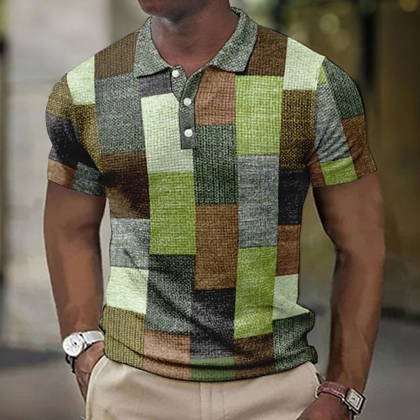 Men's Polo Shirt Waffle Polo Shirt Lapel Polo Button Up Polos Golf Shirt Plaid Graphic Prints Geometry Turndown Light Yellow Crystal / Orange Yellow Black / Brown Army Green Outdoor Street Short Men's Polo Shirt Waffle Polo Shirt Lapel Polo Button Up Polos Golf Shirt Plaid Graphic Prints Geometry Turndown Light Yellow Crystal / Orange Yellow Black / Brown Army Green Outdoor Street Short