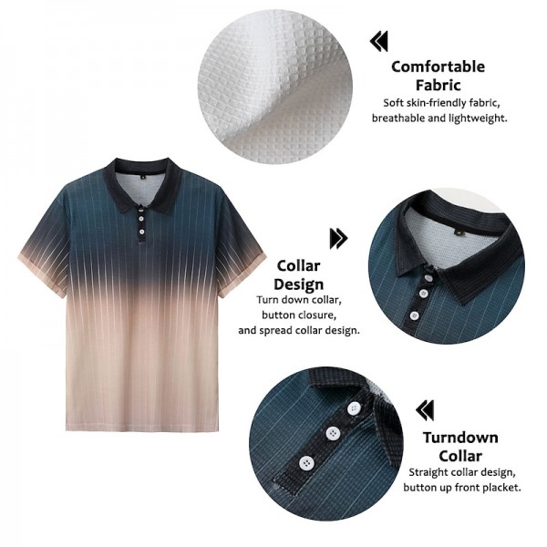 Men's Polo Shirt Waffle Polo Shirt Lapel Polo Button Up Polos Golf Shirt Gradient Striped Graphic Prints Turndown Yellow Navy Blue Blue Purple Green Outdoor Street Short Sleeve Print Clothing Apparel Men's Polo Shirt Waffle Polo Shirt Lapel Polo Button Up Polos Golf Shirt Gradient Striped Graphic Prints Turndown Yellow Navy Blue Blue Purple Green Outdoor Street Short Sleeve Print Clothing Apparel