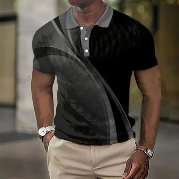 Men&#039;s Polo Shirt Waffle Polo Shirt Lapel Polo Button Up Polos Golf Shirt Gradient Graphic Prints Geometry Turndown Yellow Red Blue Green Gray Outdoor Street Short Sleeve Print Clothing Apparel