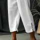 Men's Linen Pants Summer Pants Cropped Pants Beach Pants Drawstring Elastic Waist Plain Comfort Breathable Calf-Length Casual Daily Holiday Fashion Classic Style Black White Men's Linen Pants Summer Pants Cropped Pants Beach Pants Drawstring Elastic Waist Plain Comfort Breathable Calf-Length Casual Daily Holiday Fashion Classic Style Black White