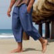Men's Linen Pants Summer Pants Cropped Pants Beach Pants Drawstring Elastic Waist Plain Comfort Breathable Calf-Length Casual Daily Holiday Fashion Classic Style Black White Men's Linen Pants Summer Pants Cropped Pants Beach Pants Drawstring Elastic Waist Plain Comfort Breathable Calf-Length Casual Daily Holiday Fashion Classic Style Black White